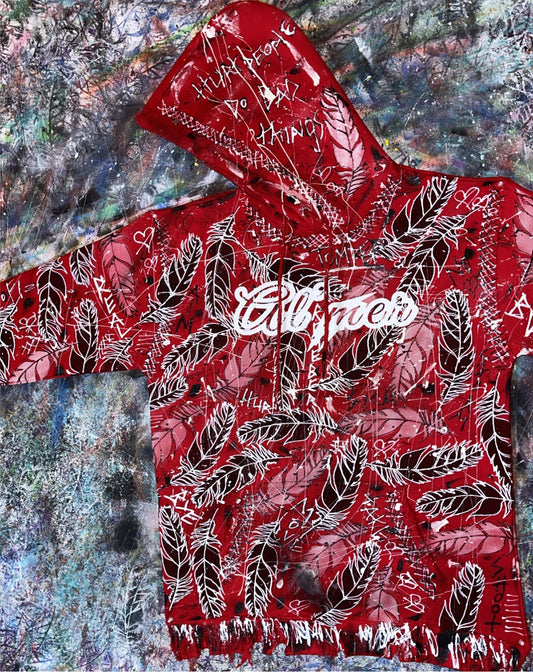 Custom Feather Red Hoodie